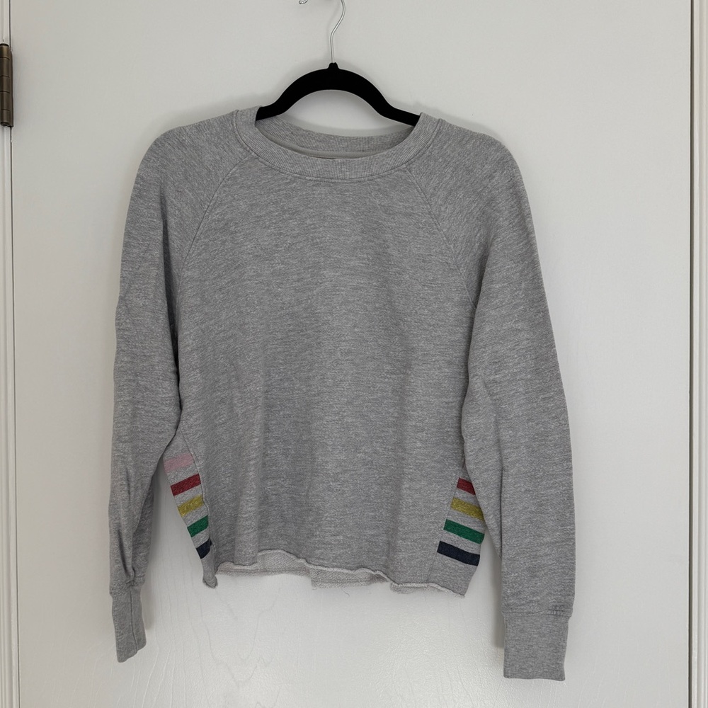 Sundry Terry Sweatshirt with Rainbow Stripes